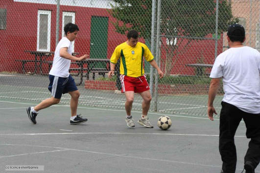 Boys playing football